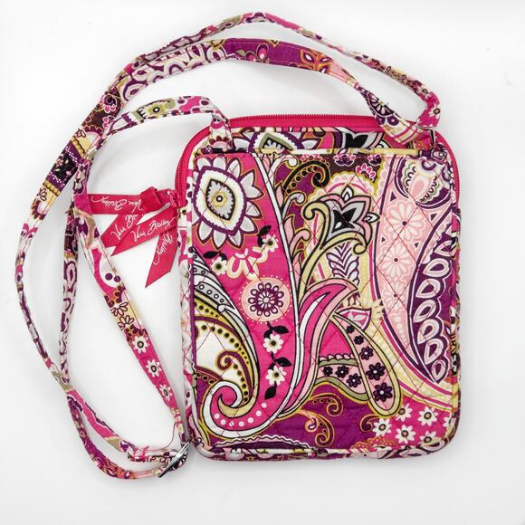 Vera Bradley Pink Quilted Crossbody Floral Paisley Print Adjustable Strap - Picture 2 of 9